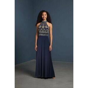 Aspeed Hand Beaded Formal Gown Prom Dress Blue Formal Elegant Floor Length Small